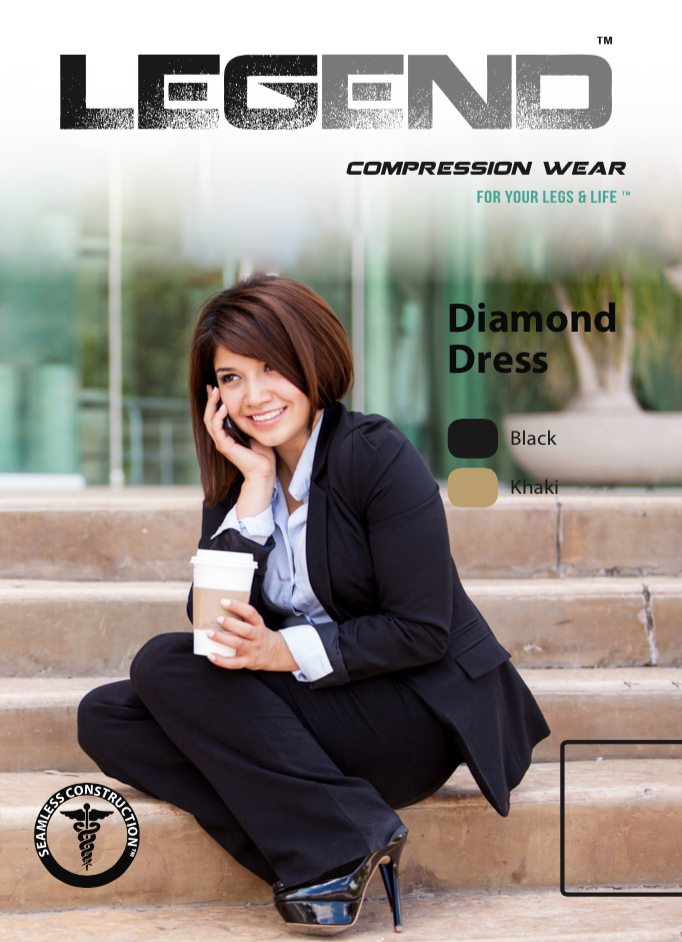 LEGEND® Women's Compression Dress Socks | Diamond Pattern - 20-30 mmHg