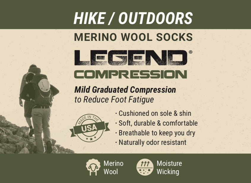 LEGEND® Compression Merino Wool Hike/Outdoor Socks - Unisex