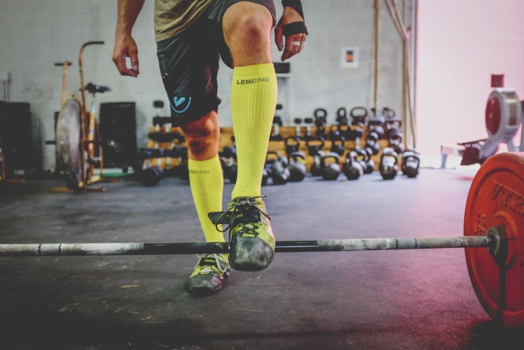 yellow sports compression socks for crossfit